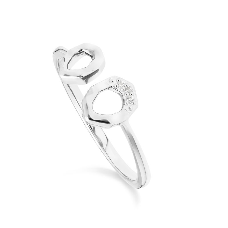 Diamond Asymmetric Open Ring In 9Ct White Gold image