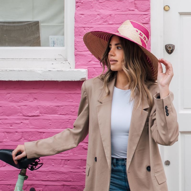 Yonna Wide Brim Straw Hat Fuchsia image