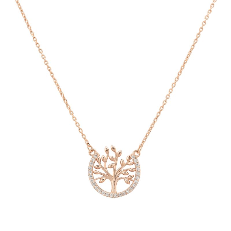 Tree Of Life Open Circle Necklace Rosegold image