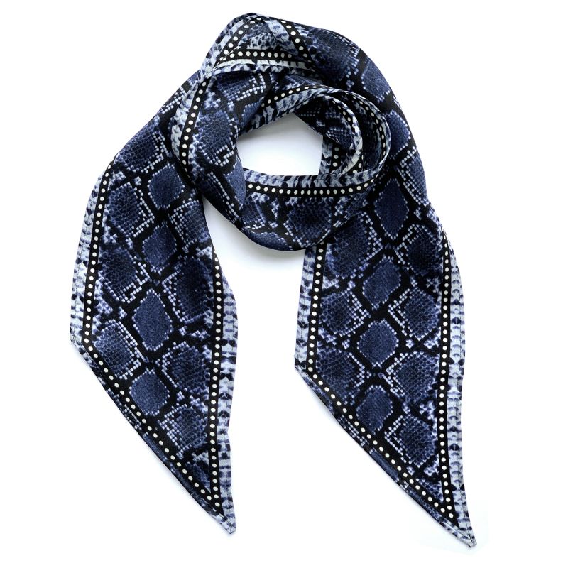 Snakeskin Silk Neck Scarf Blue image