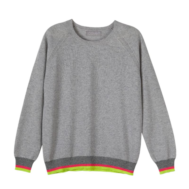 Cecilia Light Grey And Neon Cashmere Jumper image