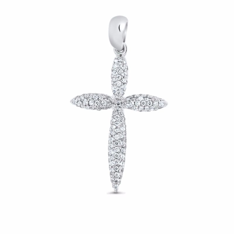 Diamond Cross Pendant 18K White Gold image