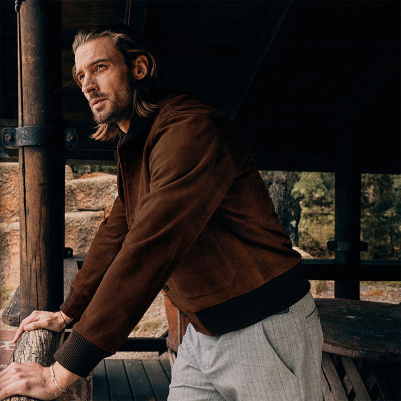 Voyageurs Bomber Suede Jacket-Hazelnut image