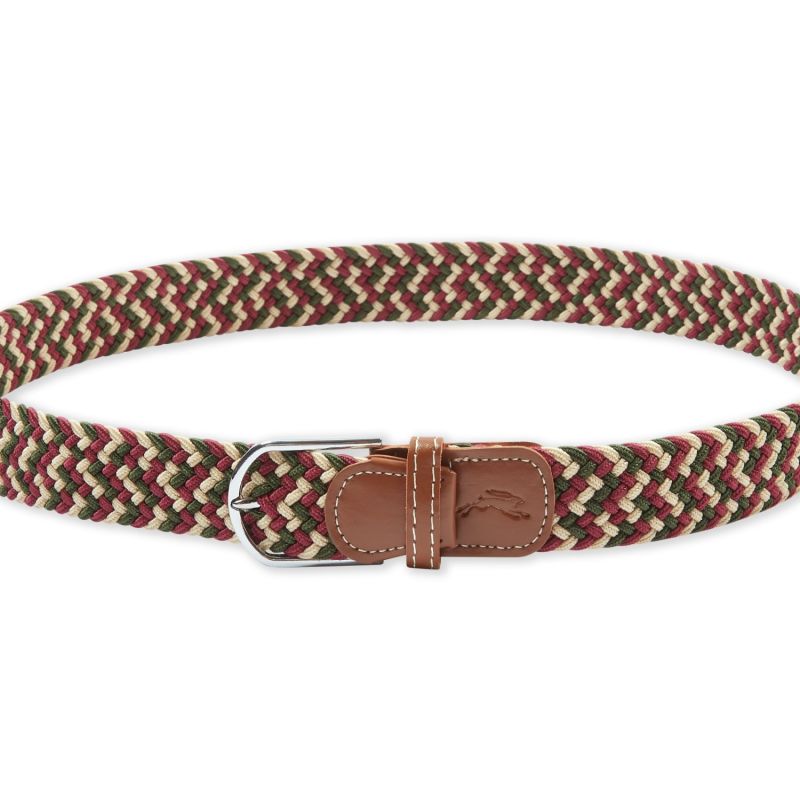 One Size Woven Cotton Belt - Green, Ecru & Red image