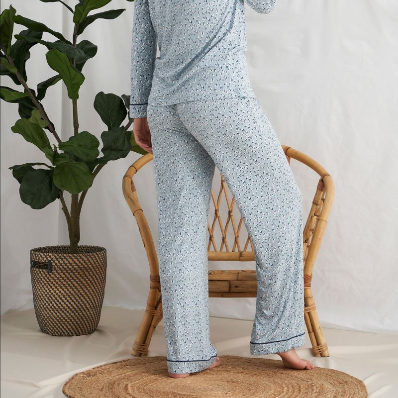 Bamboo Long Sleeved Trouser Pyjama Set In A Heart Splash Print image