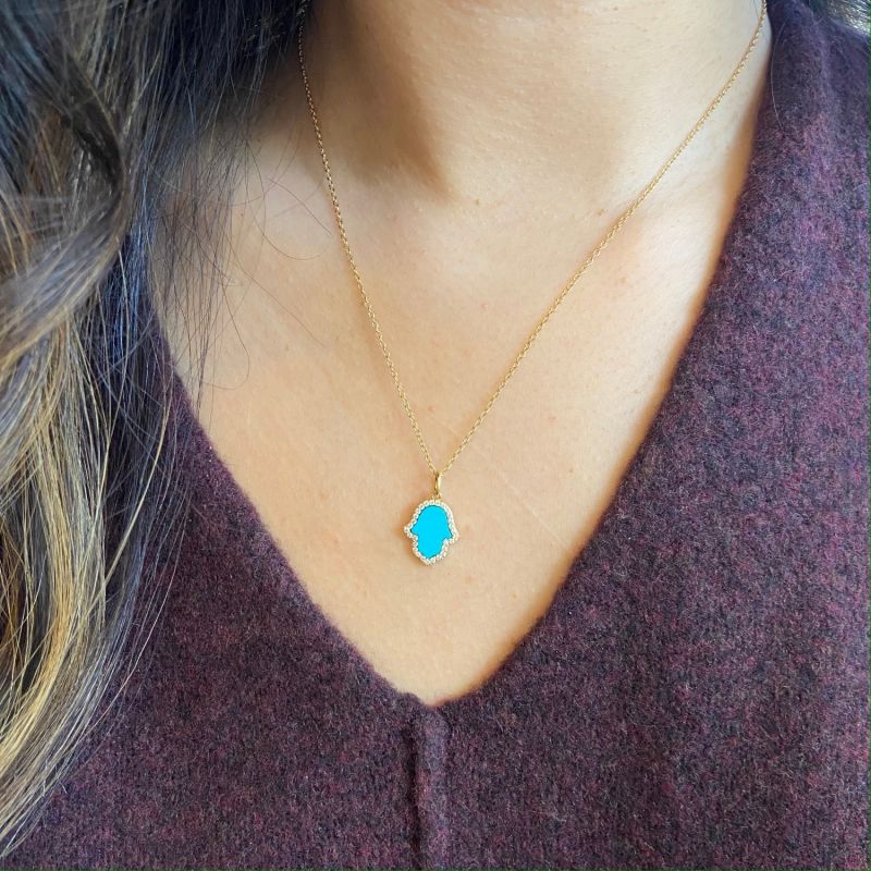 Turquoise Hamsa Hand Necklace image