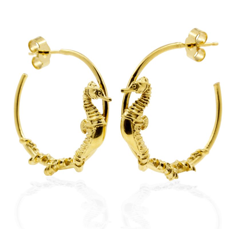 Seahorse Hoop Earrings – Gold image