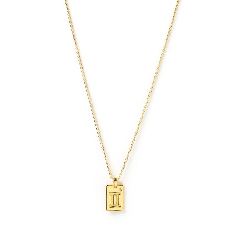 Gemini Zodiac Gold Tag Necklace image