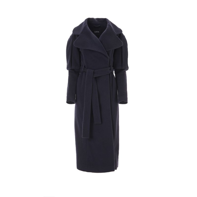Statement trench coat in navy blue | LITA COUTURE | Wolf & Badger