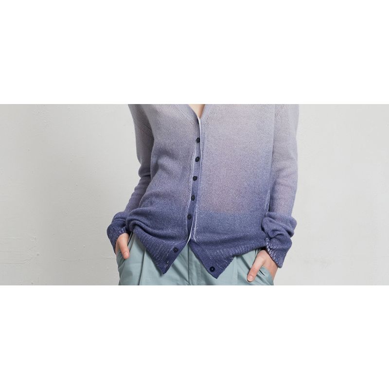 Ultrafine Gradient Cashmere Cardigan Navy Blue image