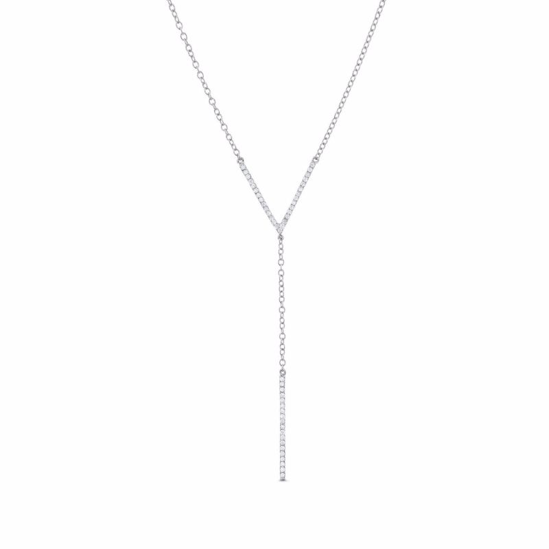 Diamond Lariat Necklace 18k White Gold image