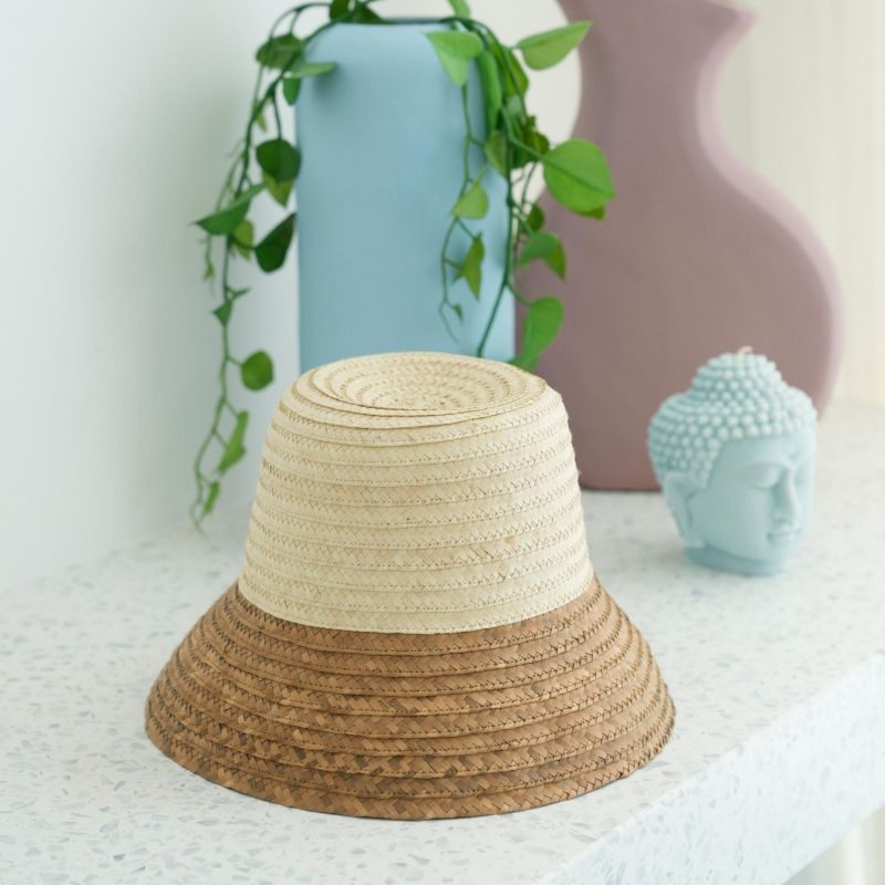 June Bucket Straw Hat In Tan Trim image