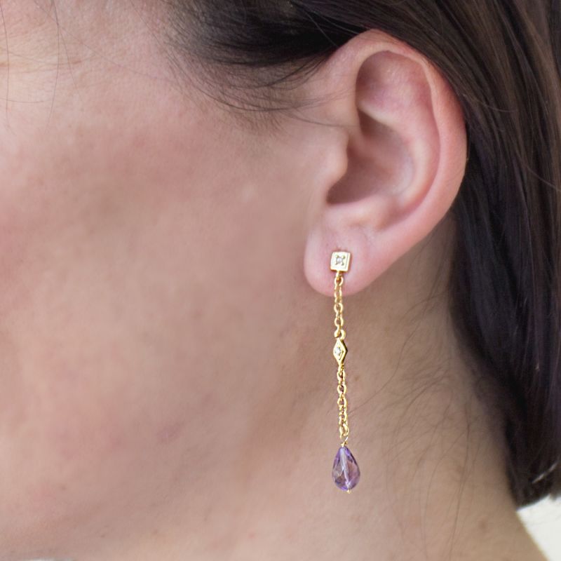 Luccichio Deco Gold-Plated Amethyst Earrings image