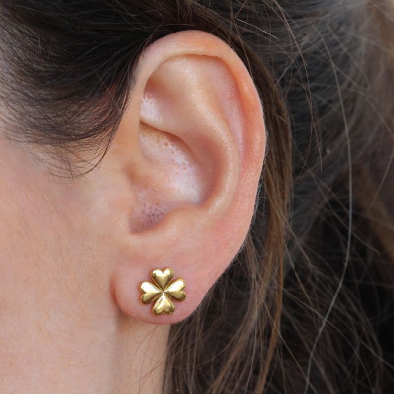 18K Gold Vermeil Lucky Leaf Studs image