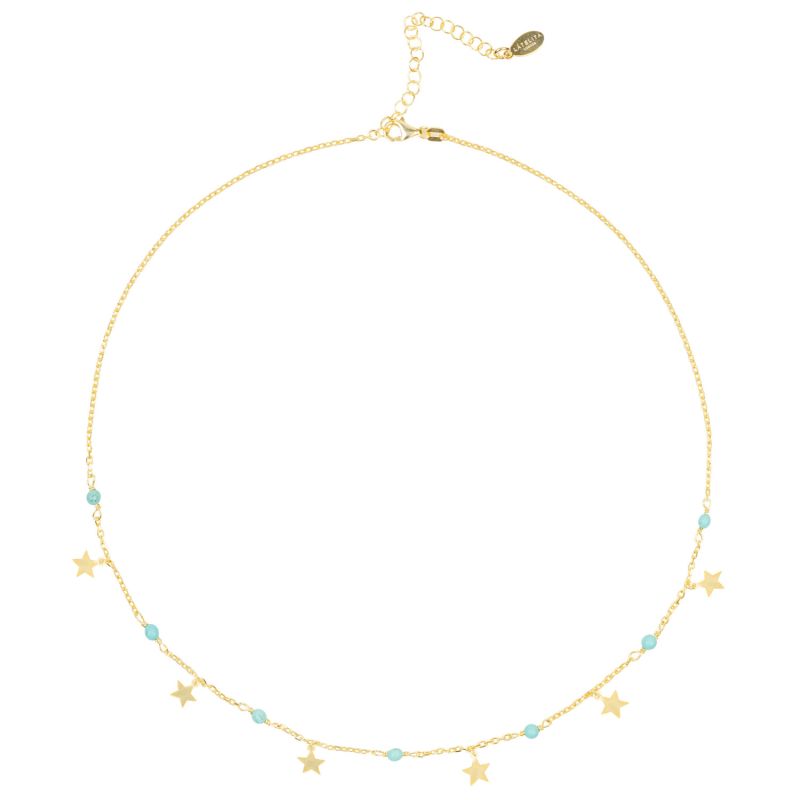 Turquoise Star Choker Necklace Gold image