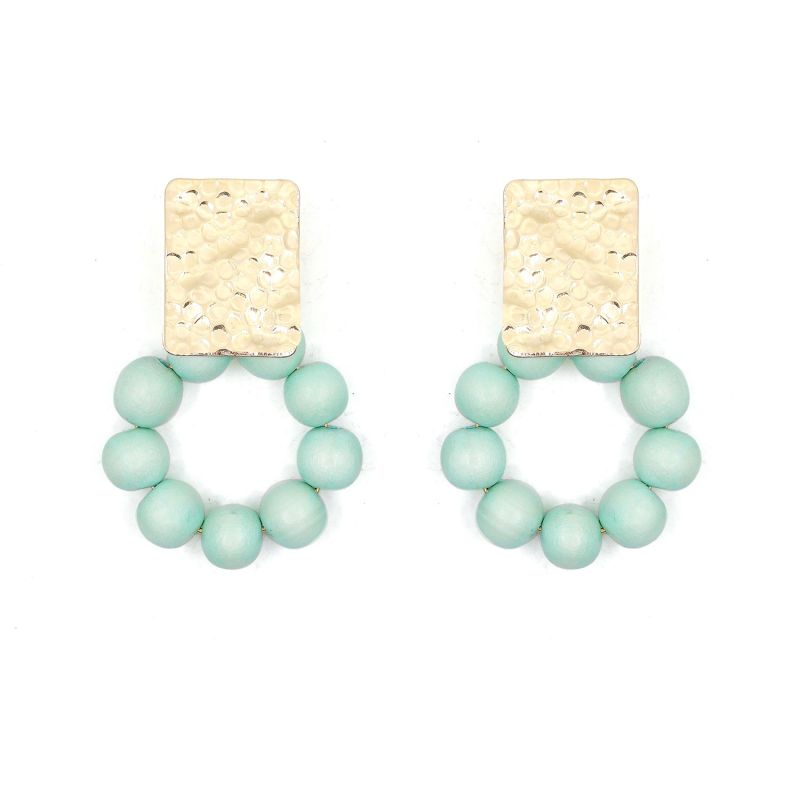 The Jaynie Turquoise Wooden Bead Earrings image