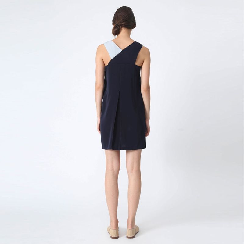 Vea Contrast Colour Panel Dress In Poseidon Blue image