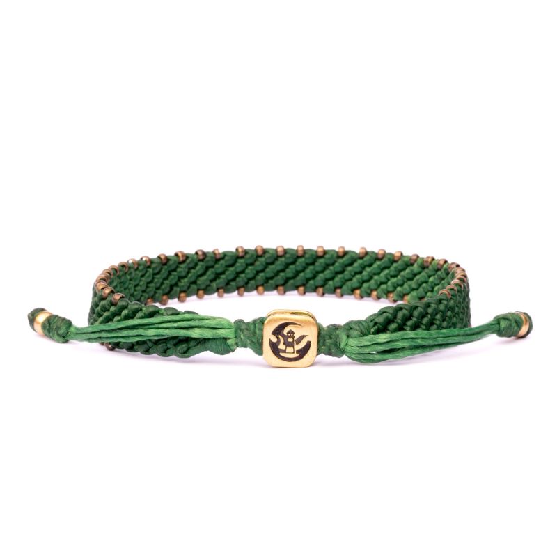 Bronze & Green Rope Bracelet For Men - Green image