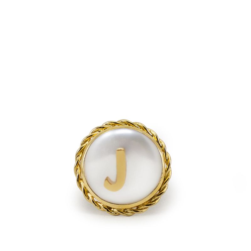 Moonglow Gold-Plated Initial J Pearl Ring image