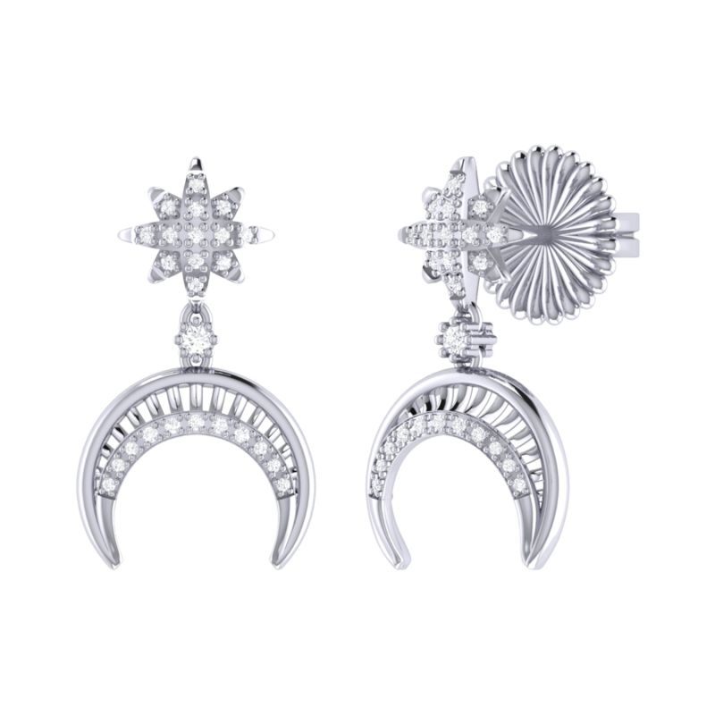 North Star Moon Crescent Earrings In Sterling Silver image