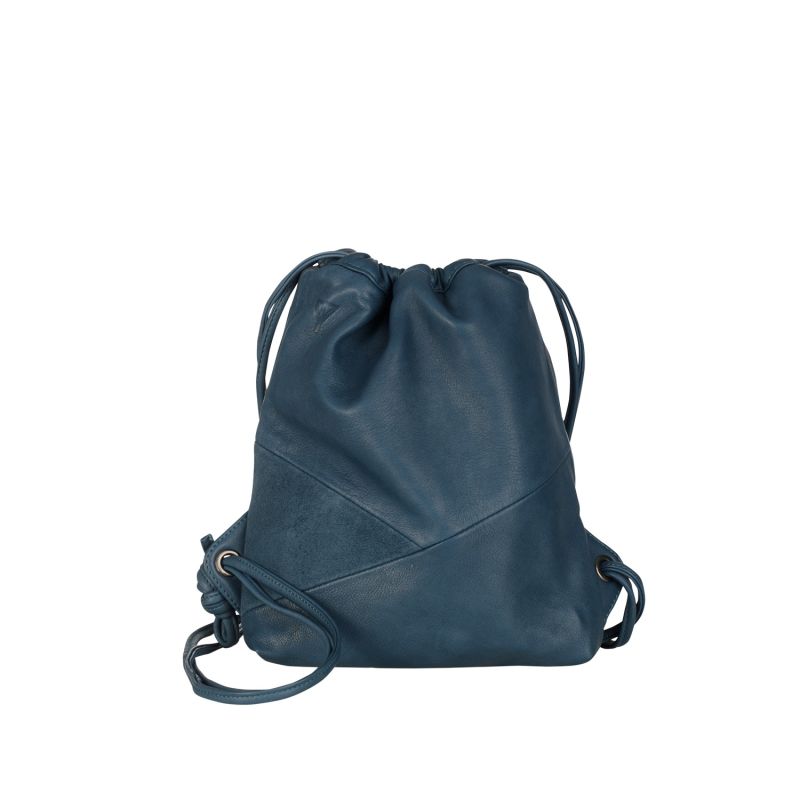 Mini Mavis Drawstring Backpack Leather & Suede In Petrol image