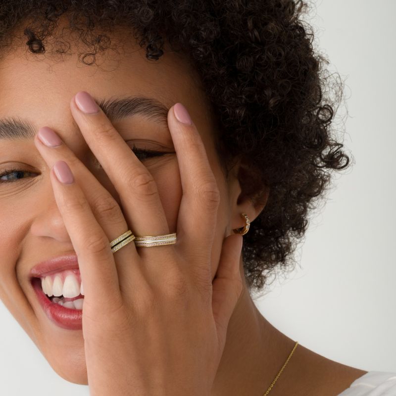 Sana Stones And White Enamel Gold Ring image