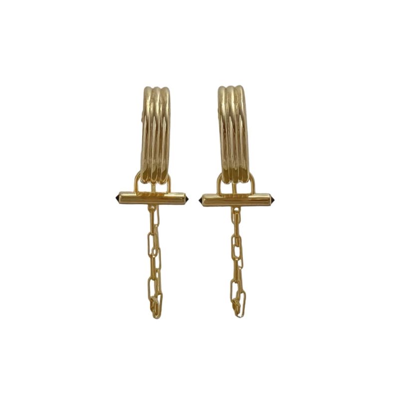 Cvlcha Adira Crystal Rod Gold Hoop Earrings image