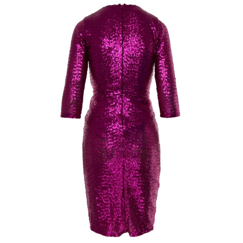 Dubai Wrap Sequin Midi Dress In Fuchsia image