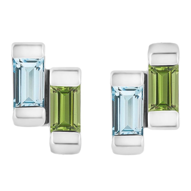 Anais Sterling Silver Stud Earrings With Blue Topaz & Peridot image