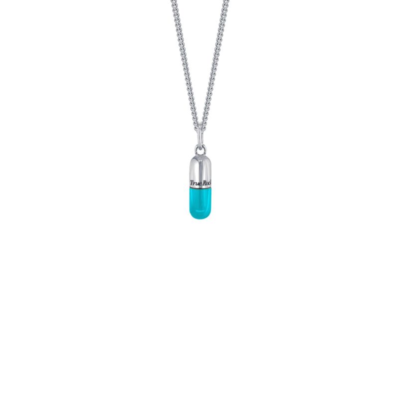 Sterling Silver & Turquoise Enamel Mini Pill Pendant image