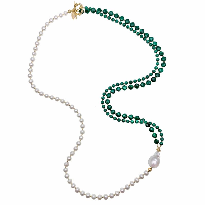 Malachites With Freshwater Pearls Multi Strands Necklace image