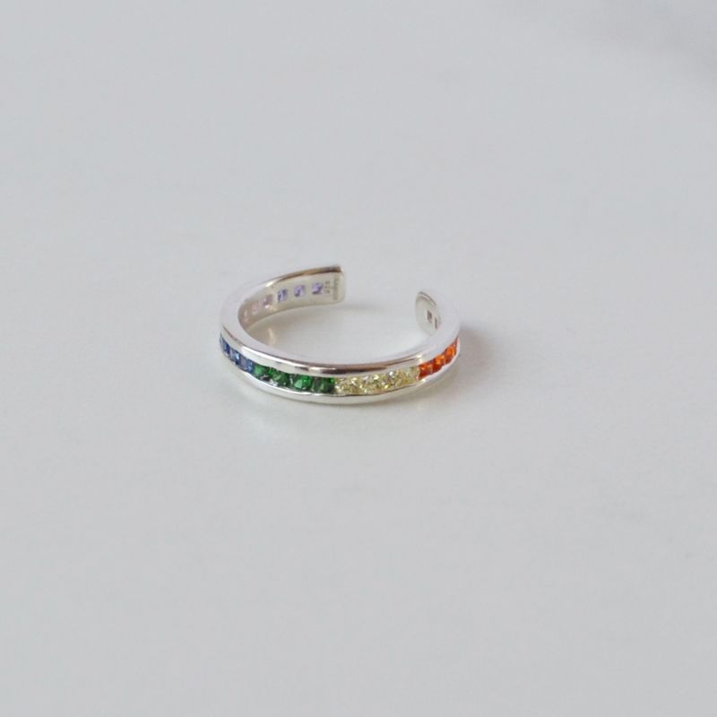 Rainbow Pavé Ear Cuff- Silver image