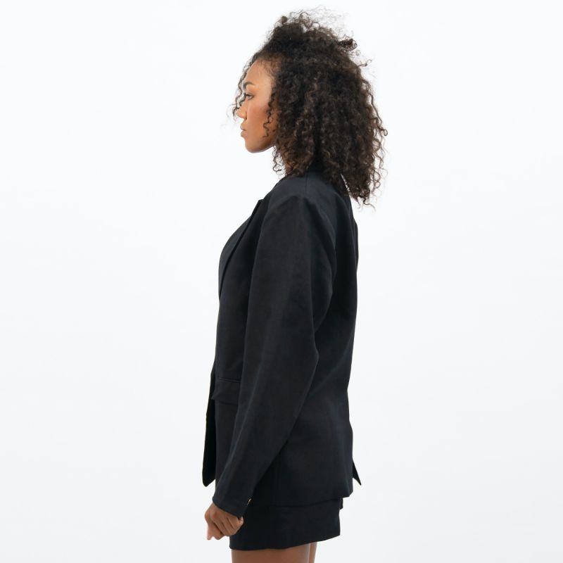 Havana Oversized Linen Blazer In Licorice Black image