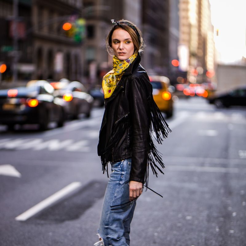 Silk Scarf In Yellow With Leopard & Flowers image