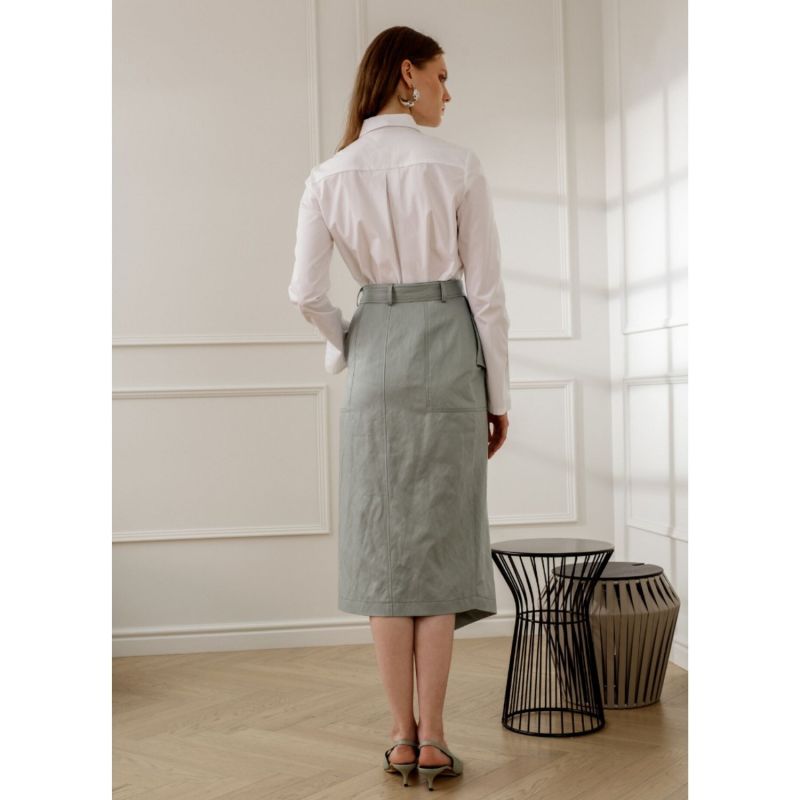 Sue Belted Pencil Skirt In Mint image