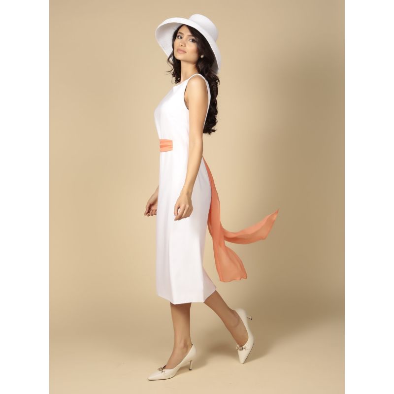 Tiffany Italian Wool Boat Neck Shift Dress In Crema image