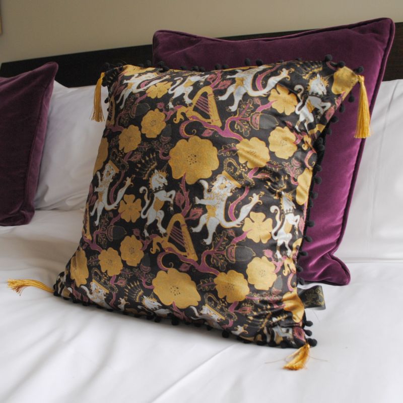 Unicorn & Lion , Gold Royal Coats Of Arms Cushion image