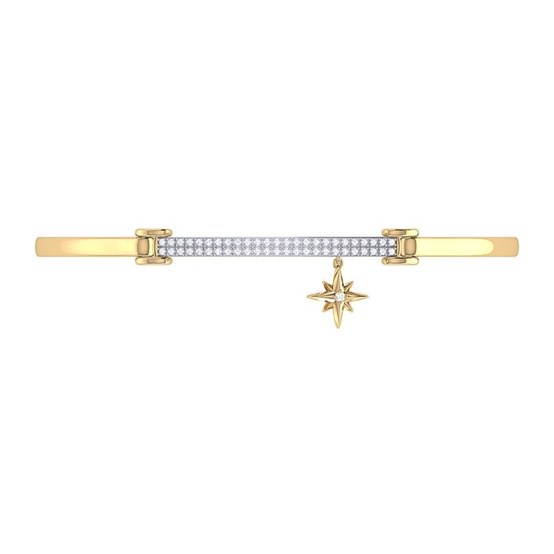 Little North Star Diamond Bar Bangle In 14K Yellow Gold Vermeil image