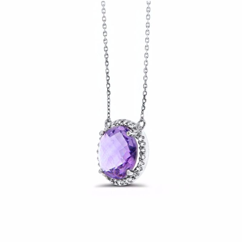 Amethyst Necklace 14k White Gold image