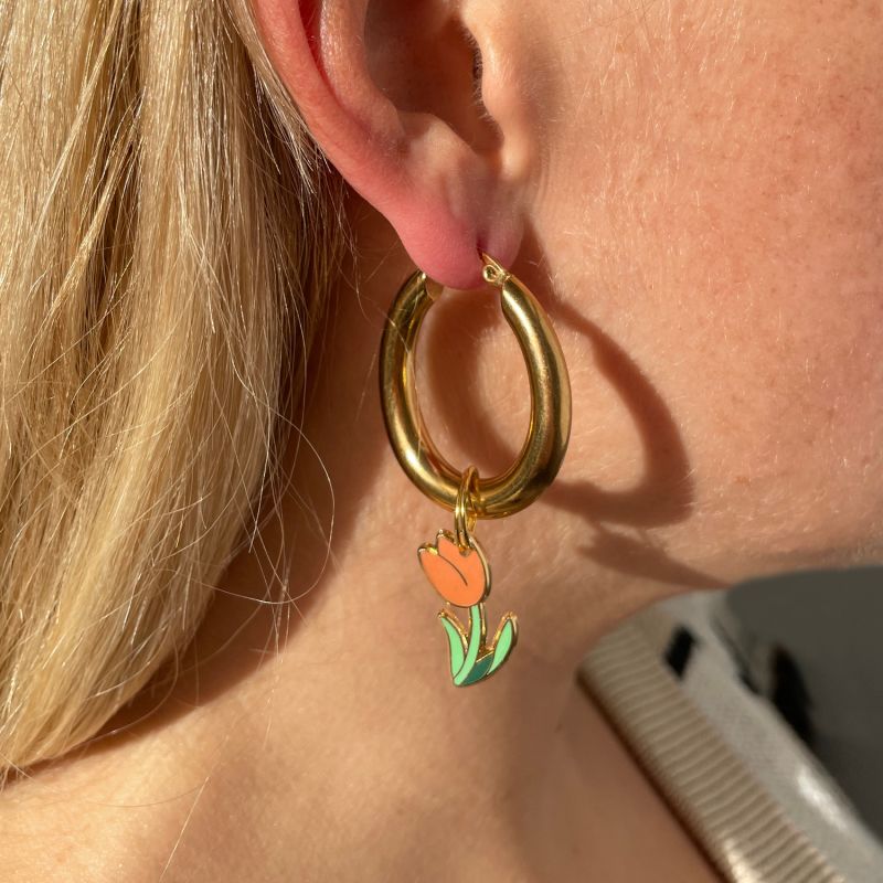 Golden Tulip Hoop Earrings image