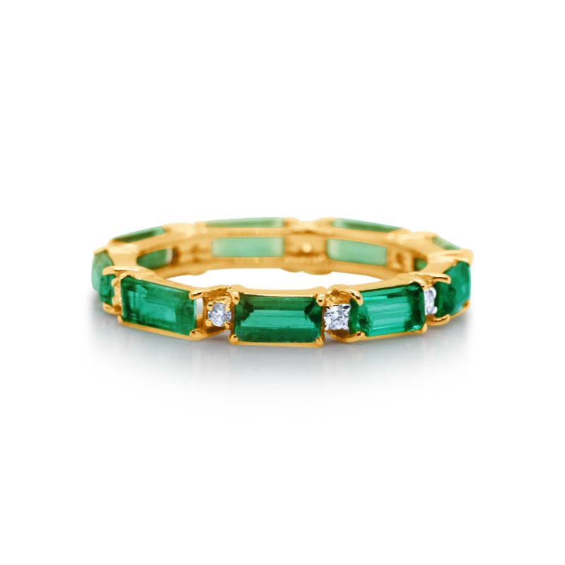 Emerald & Diamond Eternity Ring In 18K Yellow Gold image