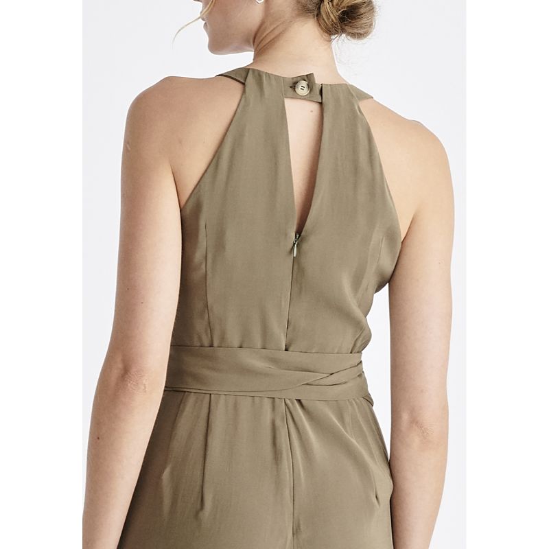 Waist Tie Jumpsuit In Khaki image