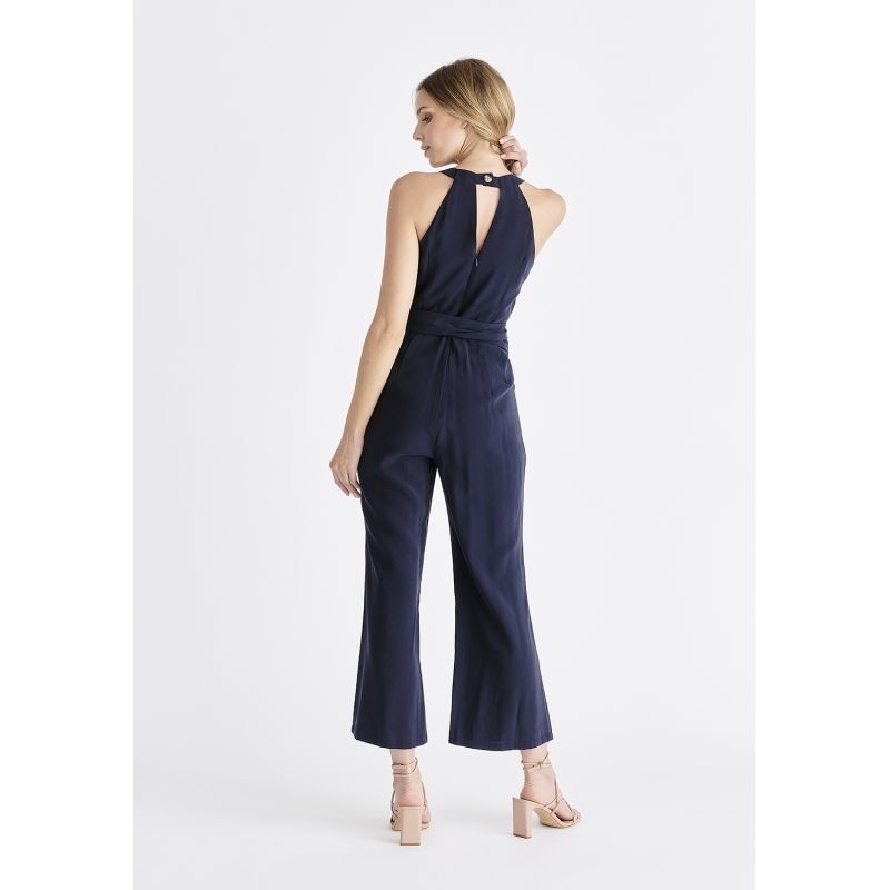 Waist Tie Jumpsuit In Navy image