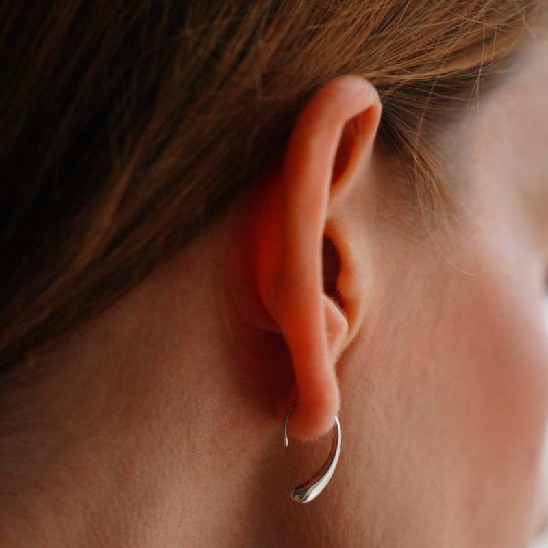 Silver water drop earrings top