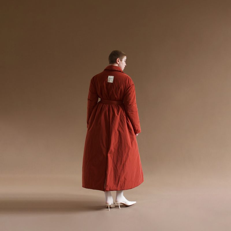 Water-Repellent Double-Faced Padded Coat In Burnt Orange image