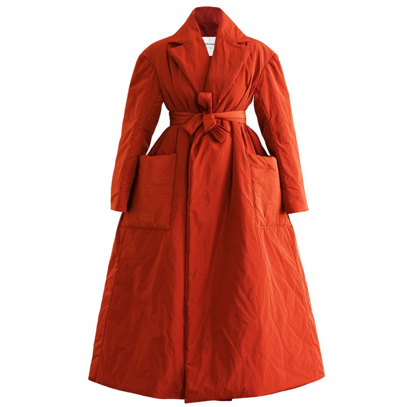 Water-Repellent Double-Faced Padded Coat In Burnt Orange image