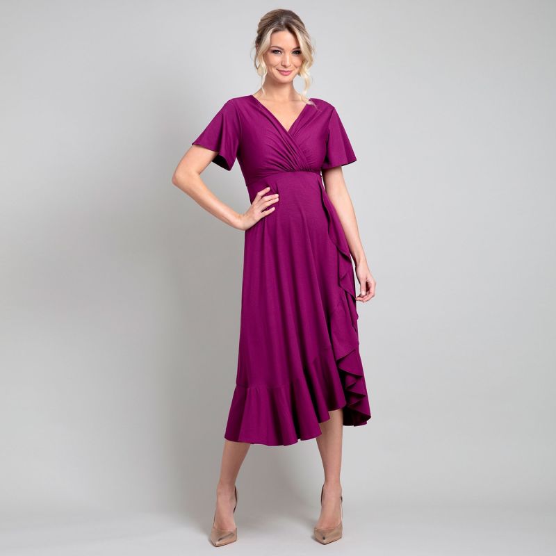 Waterfall Midi Dress In Boysenberry Pink Alie Street London Wolf