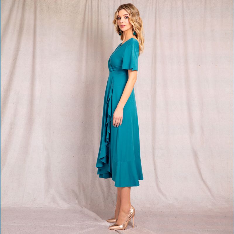 Waterfall Midi Special Occasion Dress In Celestial Blue image