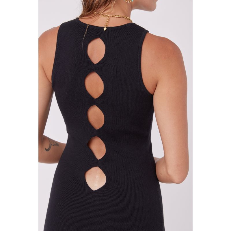 Engineered Cut Out Silk Blend Midi Knit Dress - Black image