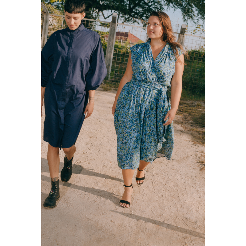 The Point Dress Floral Explosion Blue STATE OF Wolf & Badger